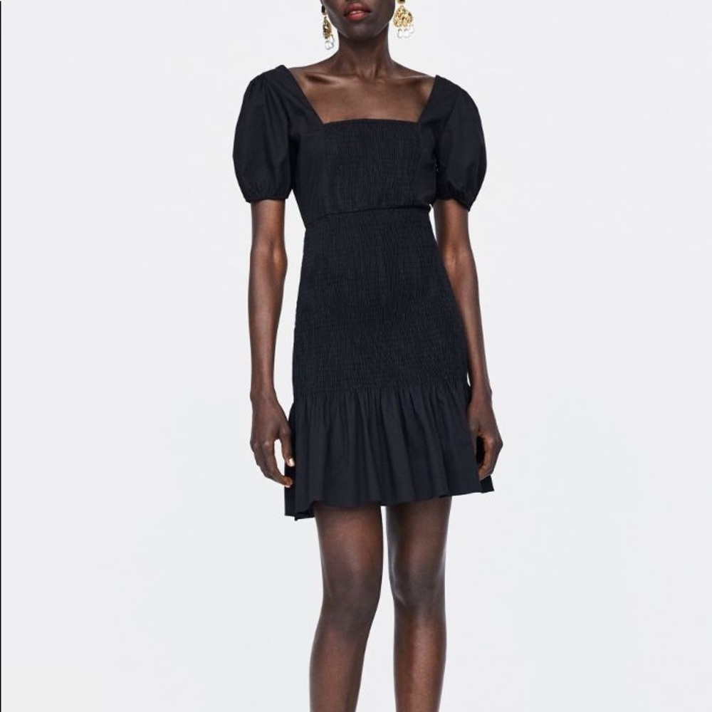 Zara black mini smock dress
